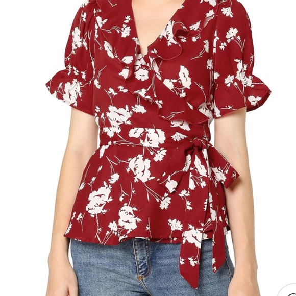 Allegra K Peplum Wrap Top, size M, NWT - Picture 6 of 8